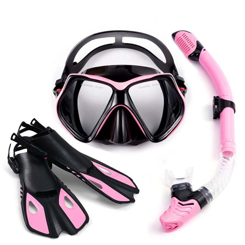 Wholesale Swimming Adjustable Scuba Diving Flipper And Snorkeling Mask Snorkel Set with Flipper