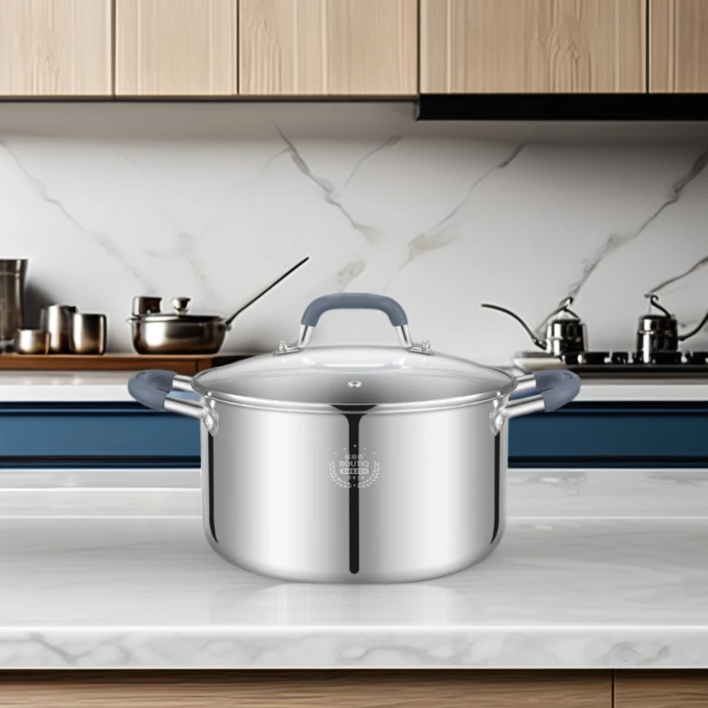 Noble type Induction stockpot Restaurant kitchen soup warmer pot Multi-function Composite Stainless steel deep Soup Pot with Lid