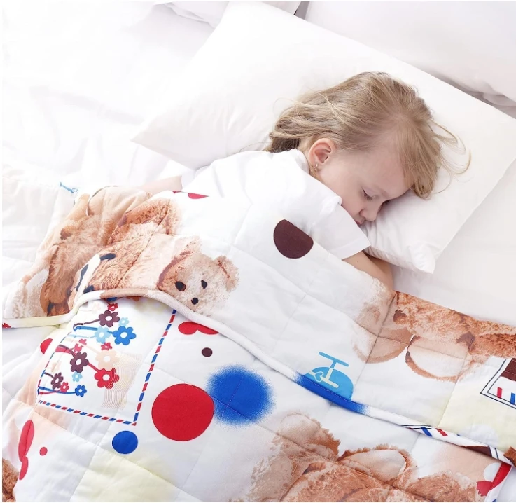 Детское утяжеленное одеяло 36x48 Дюймов, 5 фунтов, 100% хлопчатобумажная ткань, мягкое плотное одеяло со стеклянными бусинами