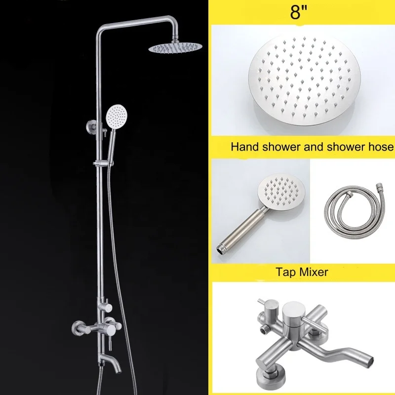 Bestseller Metal Silver Square Built in Wall Concealed Mount Mixer Rain Shower Head and Hand Held Shower Faucet Set