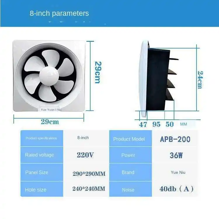 Ventilation Fan 6 8 Inch 10 Inch Exhaust Wall Exhaust Kitchen Powerful Household Silent Bathroom Window Exhaust Fan