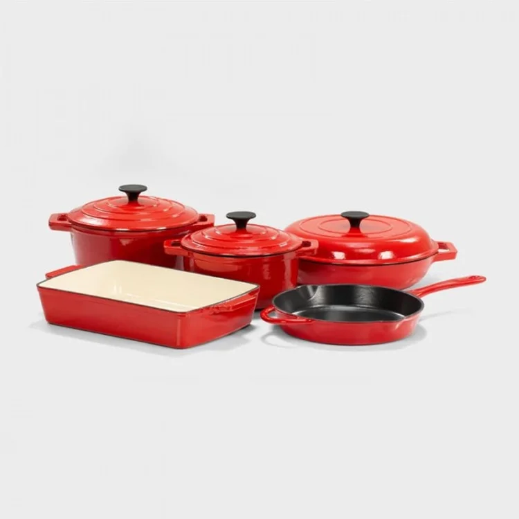 Kitchen Cookware 20cm-32cm Misty Teal Cast Iron Pots 8 Piece Cookware Set