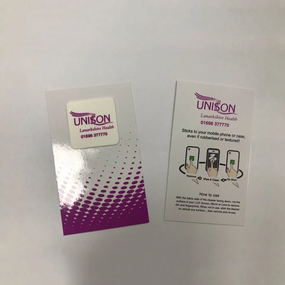 sticky screen cleaner Full color branding custom shape microfiber cell phone screen cleaner