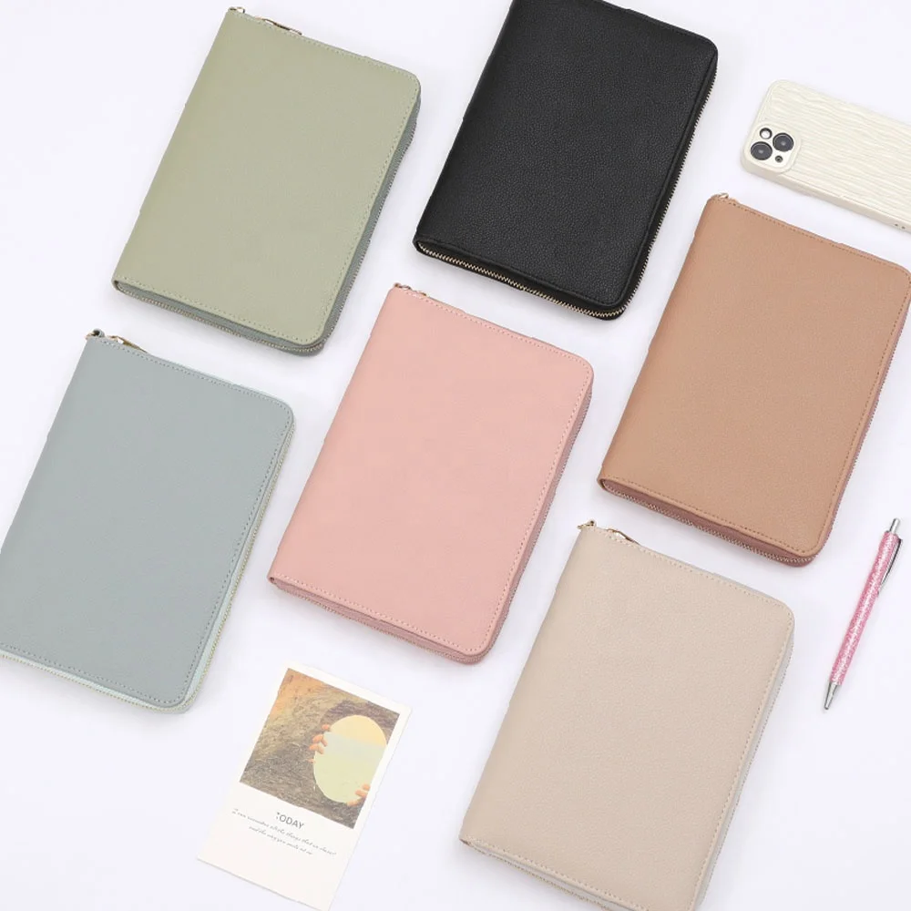 Hongbo FB Ins TK Best Selling Personal Portable Luxe Pebble Leather A6 Zipper Wallet with Fly Leaf, Chains & Bracelet Available