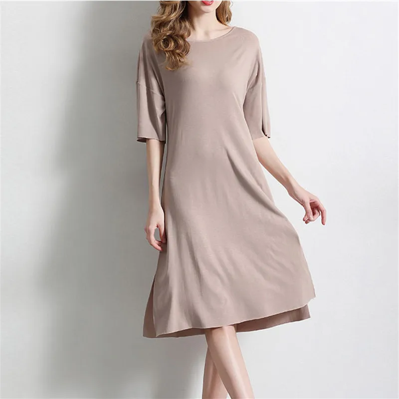 womens bamboo fiber pajamas Eco-friendly home leisure loose dress organic cotton women dresses sleeper sleep dress