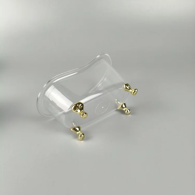 Plastic PS clear gold feet mini bathtub cosmetic bottle container/ SMALL 12*6*7cm washroom SHAMPOO soap package containers