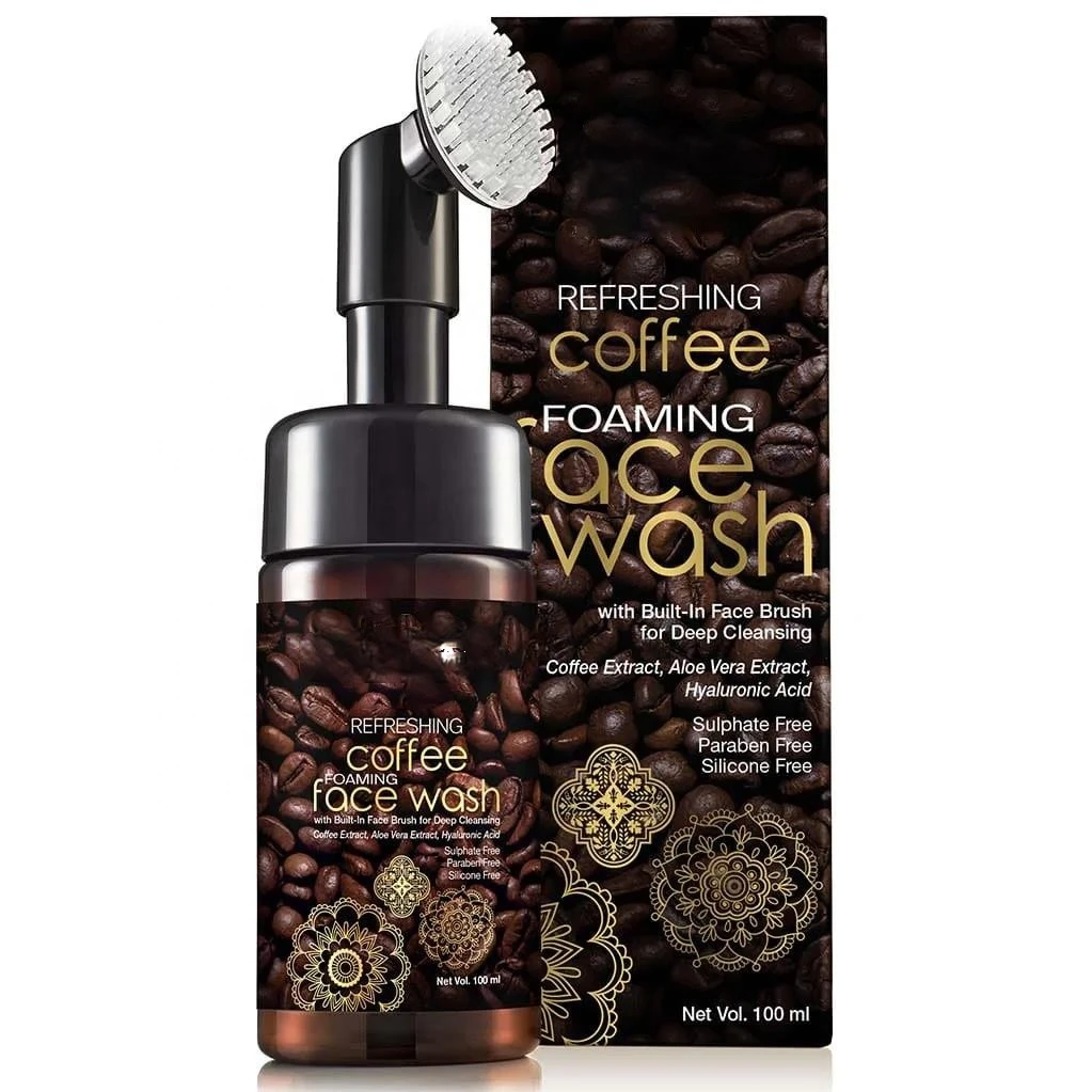 Private Label Vitamin C Foam Face Wash Retinol Coffee Green Tea Coconut Bubble Facial Cleanser for Skin Brightening