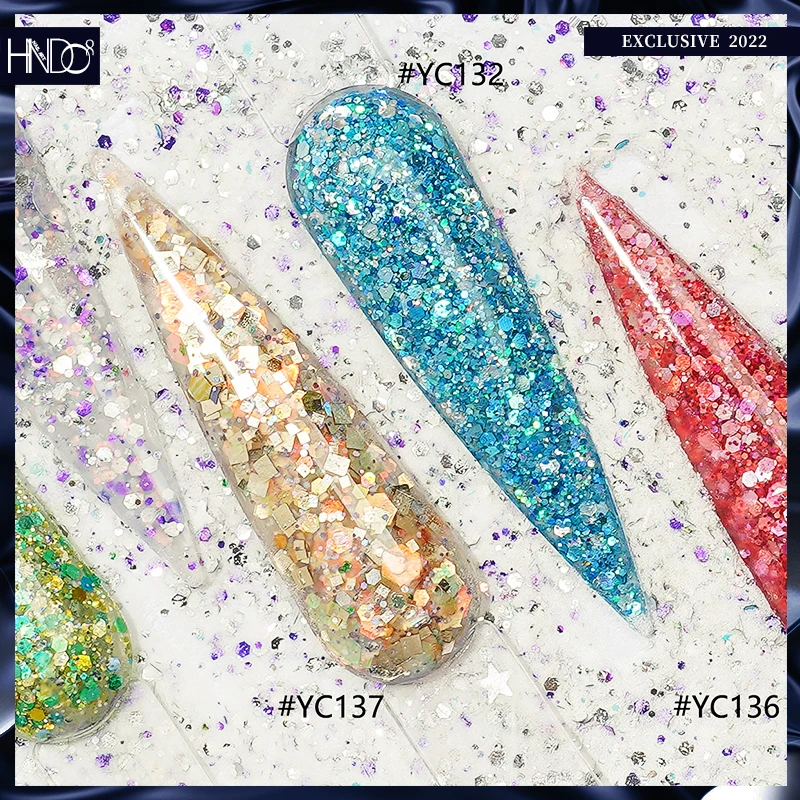 HNDO 2024 Hot Selling Best Grade Ultra Fine Glitters High Grade Shape glitter acrylic dipping powder for mix UV GEL