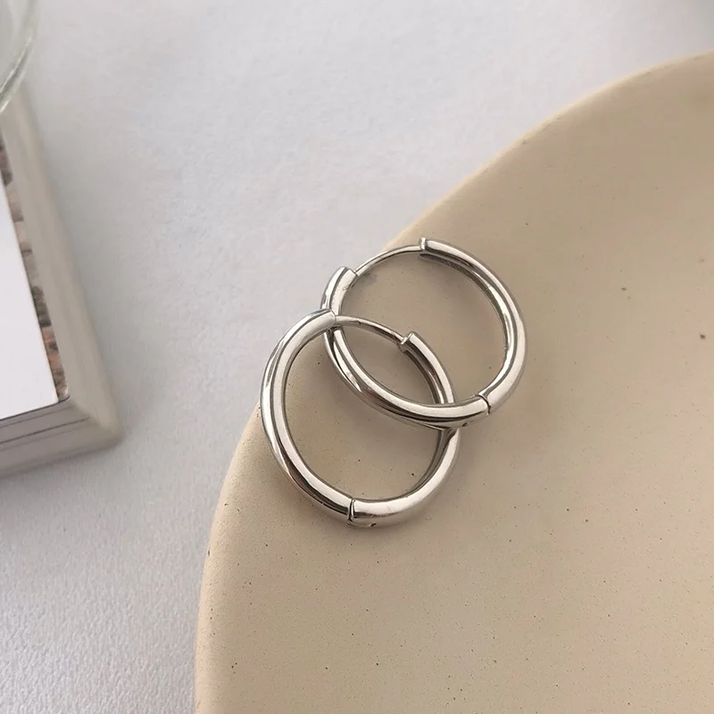 Classic Multiple Sizes Fashion Large Rhodium Plated 925 Sterling Silver Big Hoop Earrings