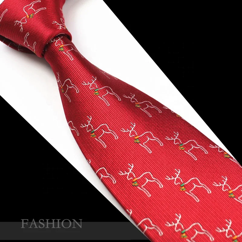 Mens Merry Christmas Ties 7cm Silk Woven Necktie for Men Gift Necktie Holiday Santa & Deer Tie