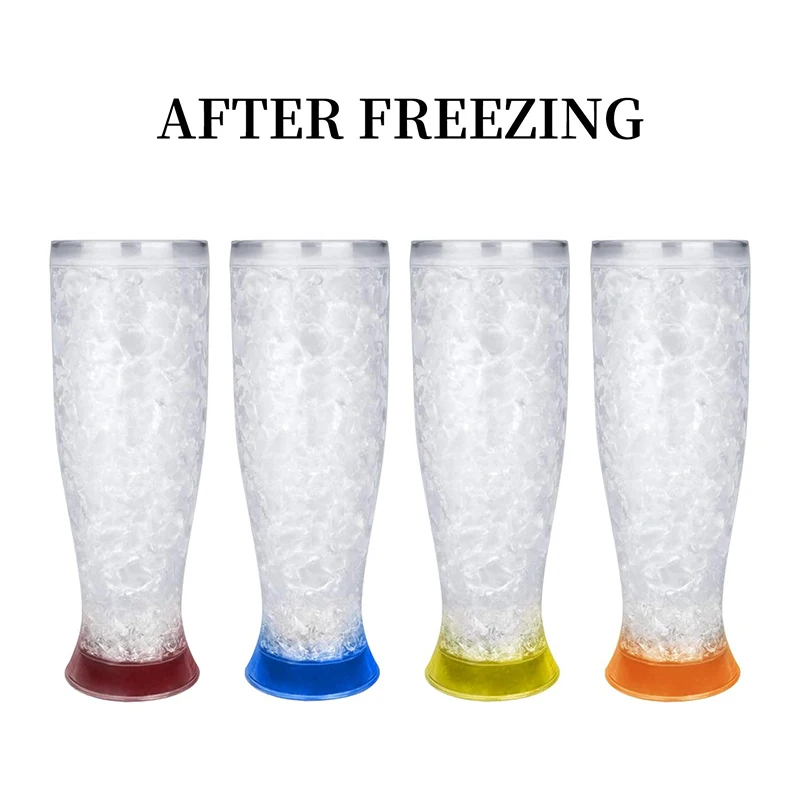 Freezer Ice Drinking Glasses Cooling Wine Cups Double Wall Gel Frosty Beer Mugs  for Parties and Gifts