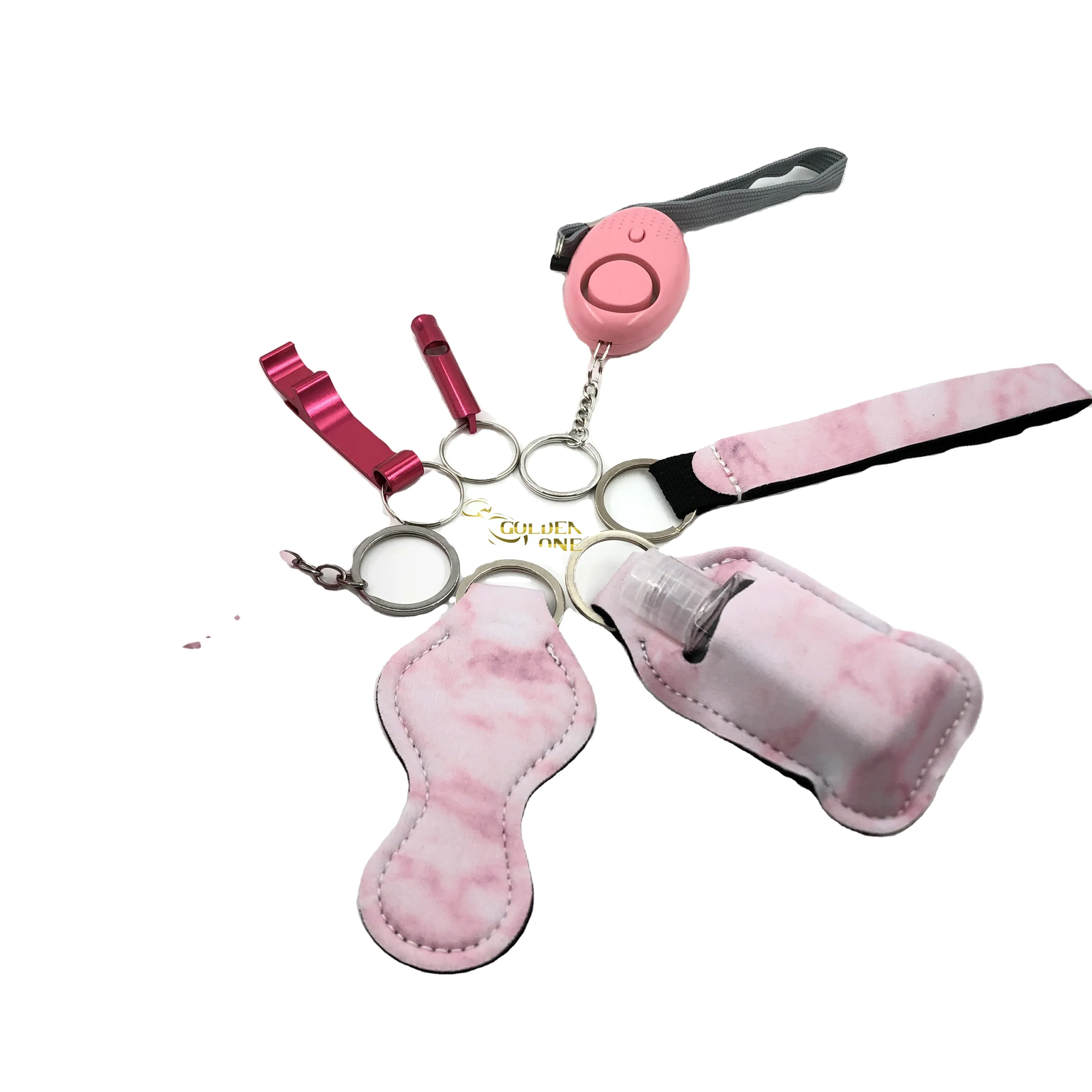 Wholesale 9pcs Set Bulk Accessories Self Defense Keychain for Women Self Defense Keychain Set with Pepper Spray