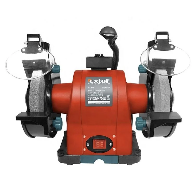 8892120 EXTOL 520W double disc bench grinder with adjustable work light