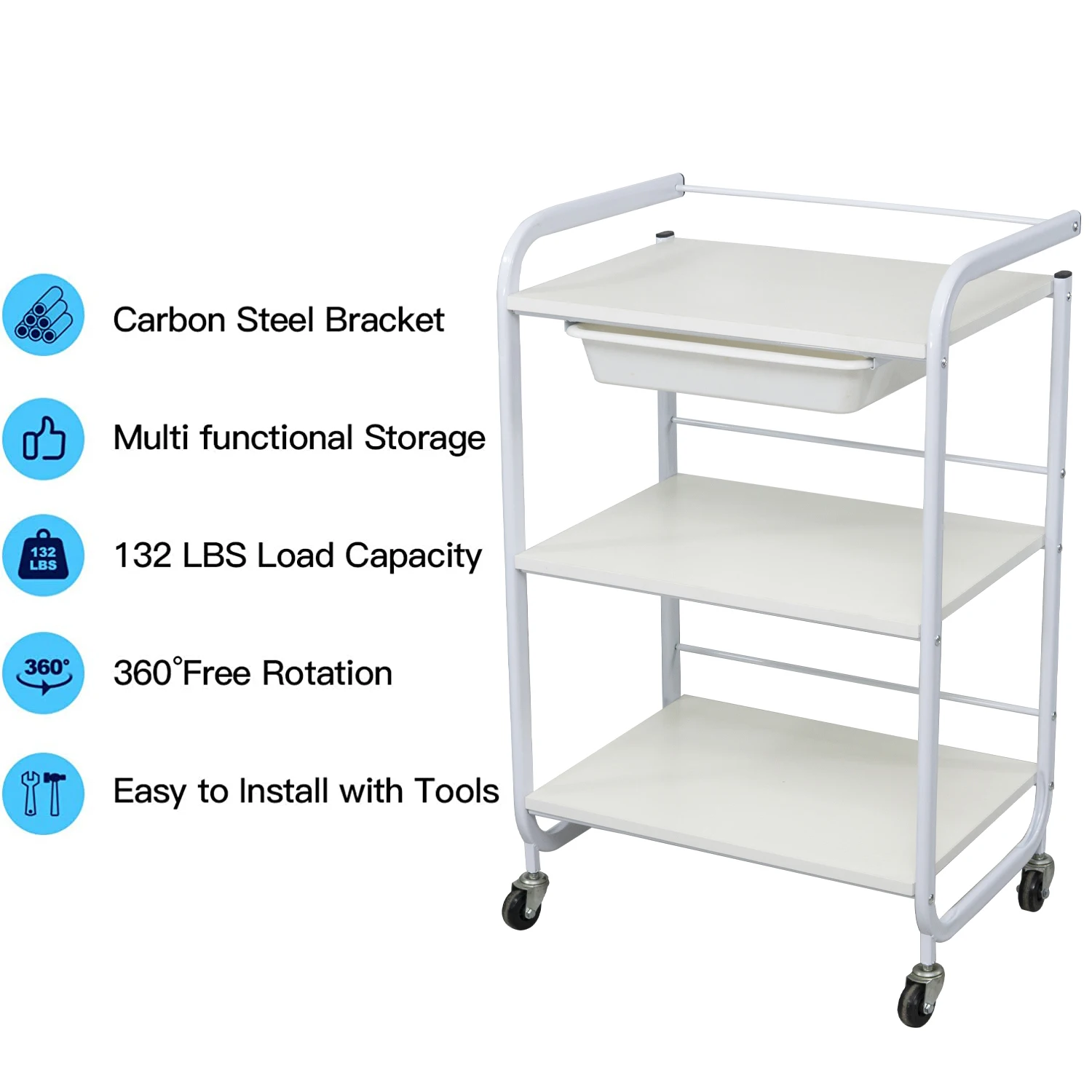 aimeigao  cheaper Glass beauty trolley. the tray is glass and the framework is iron . very durable salon trolley R-216B
