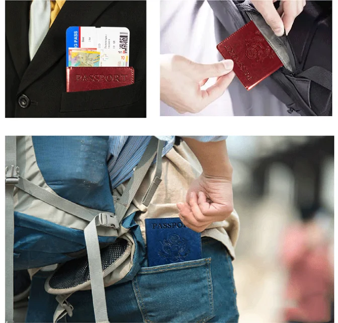 PU Leather Passport Cover For USA With Printing