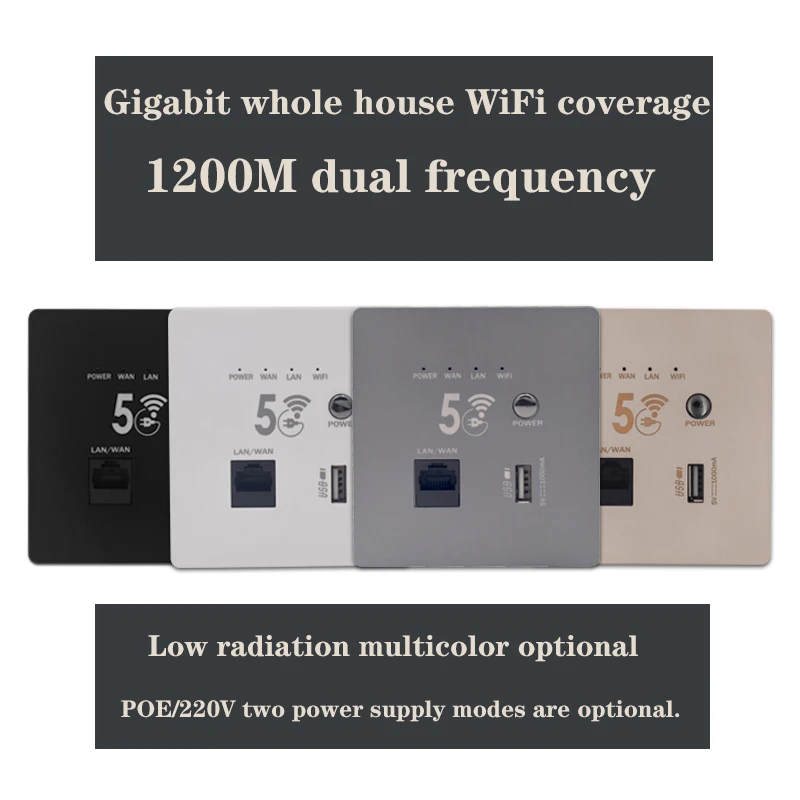 High quality dual band 1200Mbps Supports access of up to 16 terminal devices Power In-wall AP