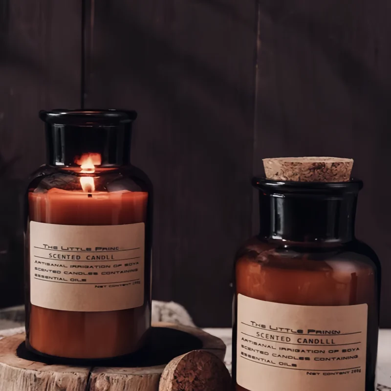 Luxury Custom Room Bed Bath Vanilla Glass Jar Scented Candle High Quality Print Orange Scent Oil Design Scented Candle