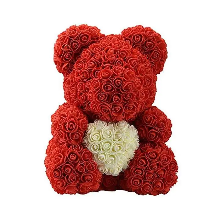 Amazon Hot Selling Custom Beautiful Rose Teddy Bear Artificial Foam Valentine Best Gift Birthday wedding event floral decor