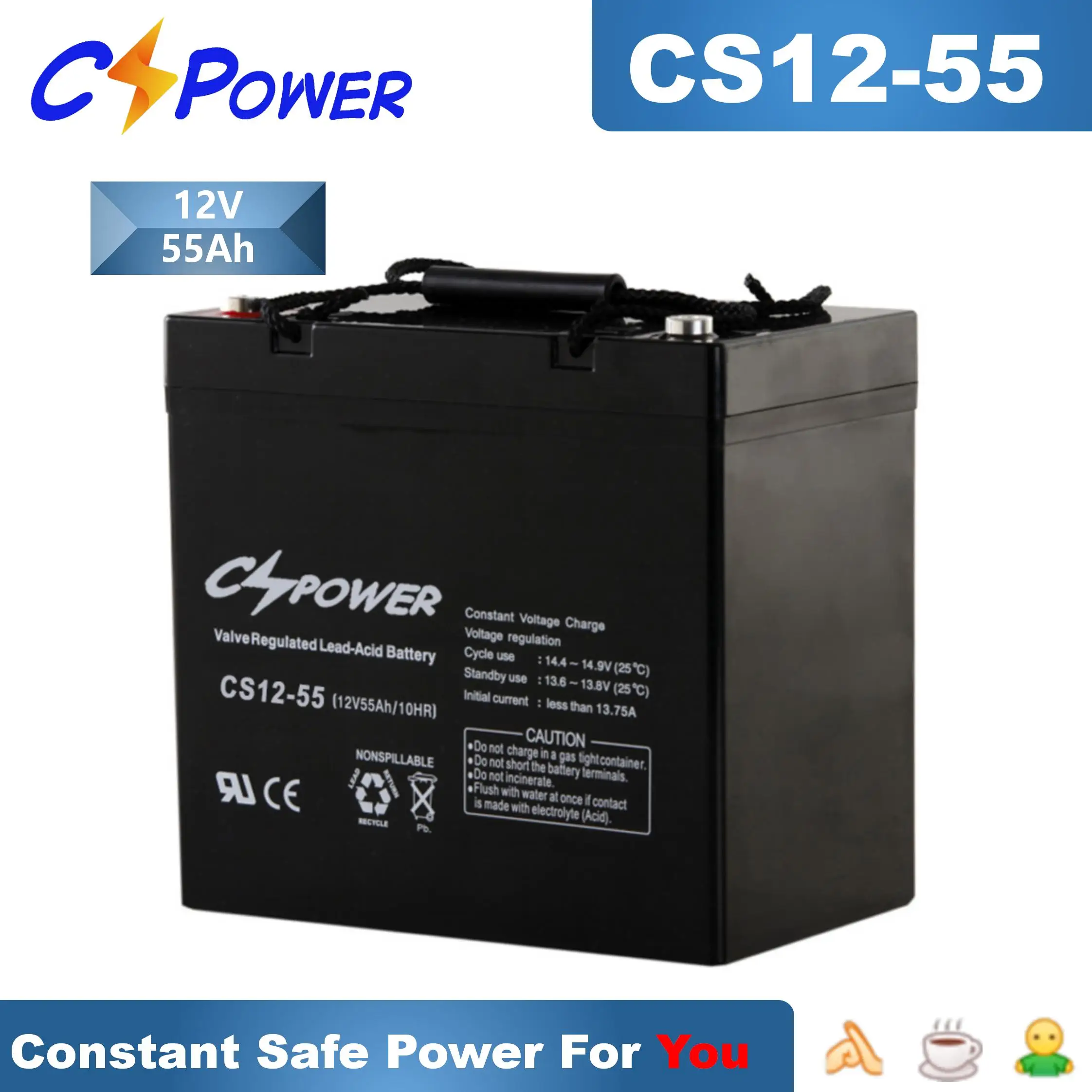 CSPower Top sale China manufacturer 12v 45ah agm solar battery CS12-45