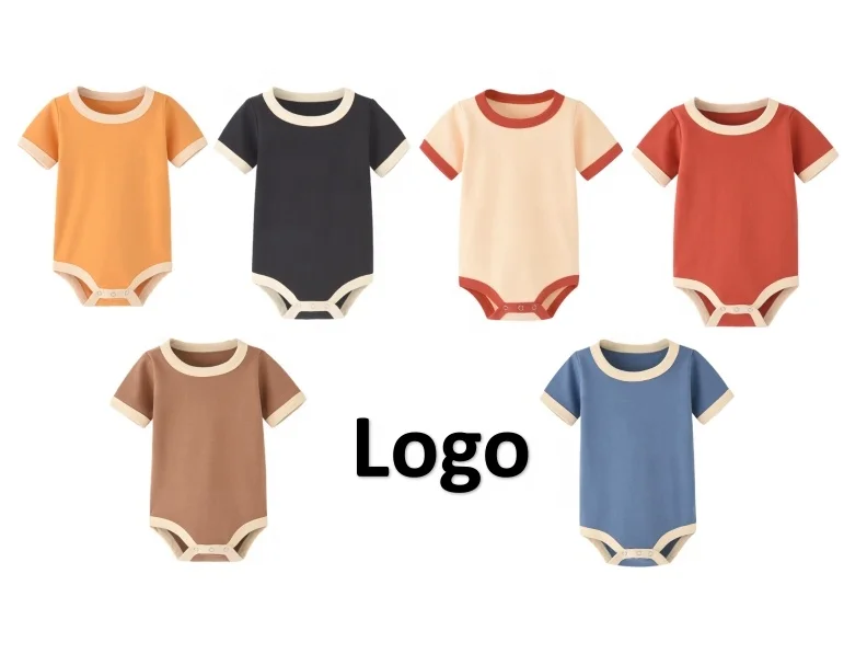 wholesale Newborn baby Infants onesie 100% cotton colorful short sleeve rompers baby clothing