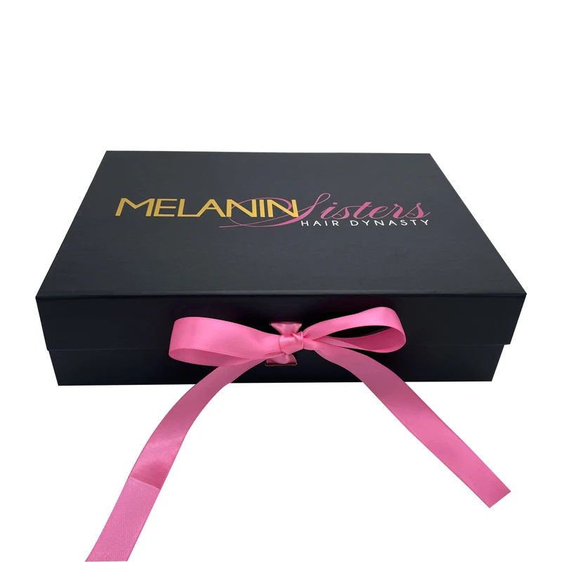 Wholesale Custom Private Label Luxury Black Band Magnetic Gift Hair Oil Product Packaging Boxes