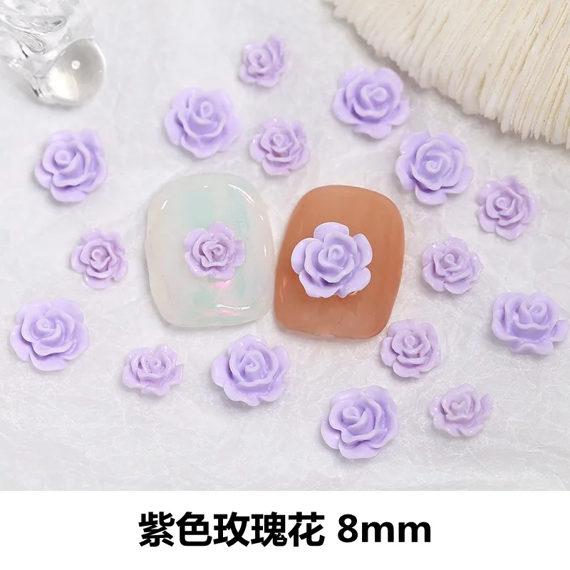 6 мм/8 мм 3D смолы цветы ногти белый черный дизайн ногтей украшения DIY Маникюр Цветок розы очарование