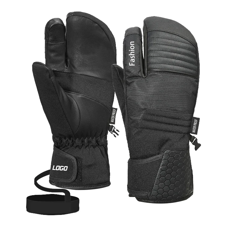 High quality 3 fingers ski gloves waterproof warm winter snow snowmobile gloves