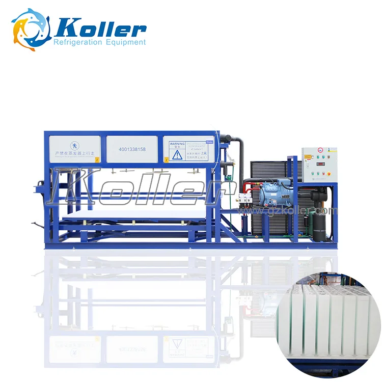 Koller 2 tons/jour Machine a Glace en Bloc Plaques en Aluminium a Refroidissement Direct Systeme de Controle Automatique PLC