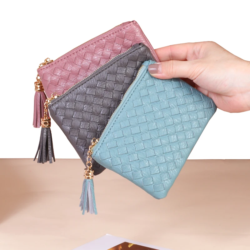 Ladies small delicate cute coin wallet Braided bagmulti-color small purse portable coin purse