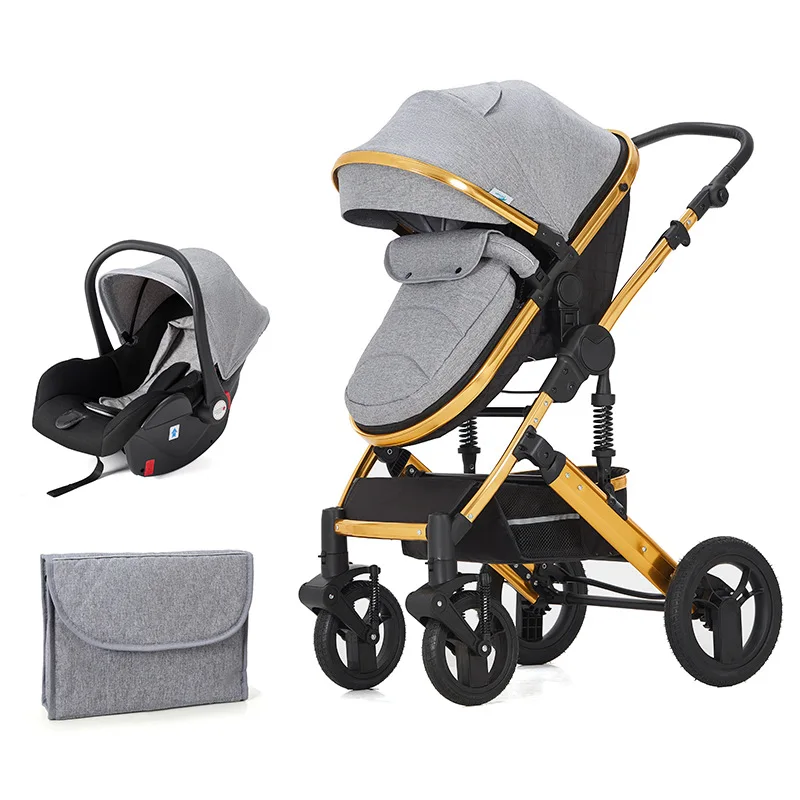 2023 Hot Sale 3 in 1 Baby Stroller with car seat Luxury Travel System big wheels with mommy bag baby poussette