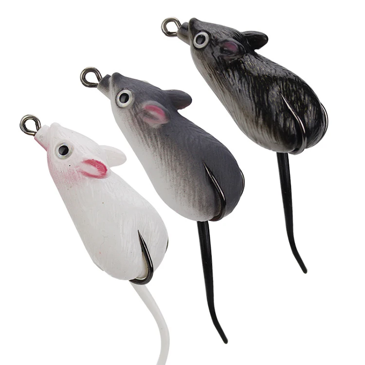High Quality sale Weihai PVC Bionic Mouse Colorful Bait Artificial Fishing soft Lure WIth Double Hook Long Tail