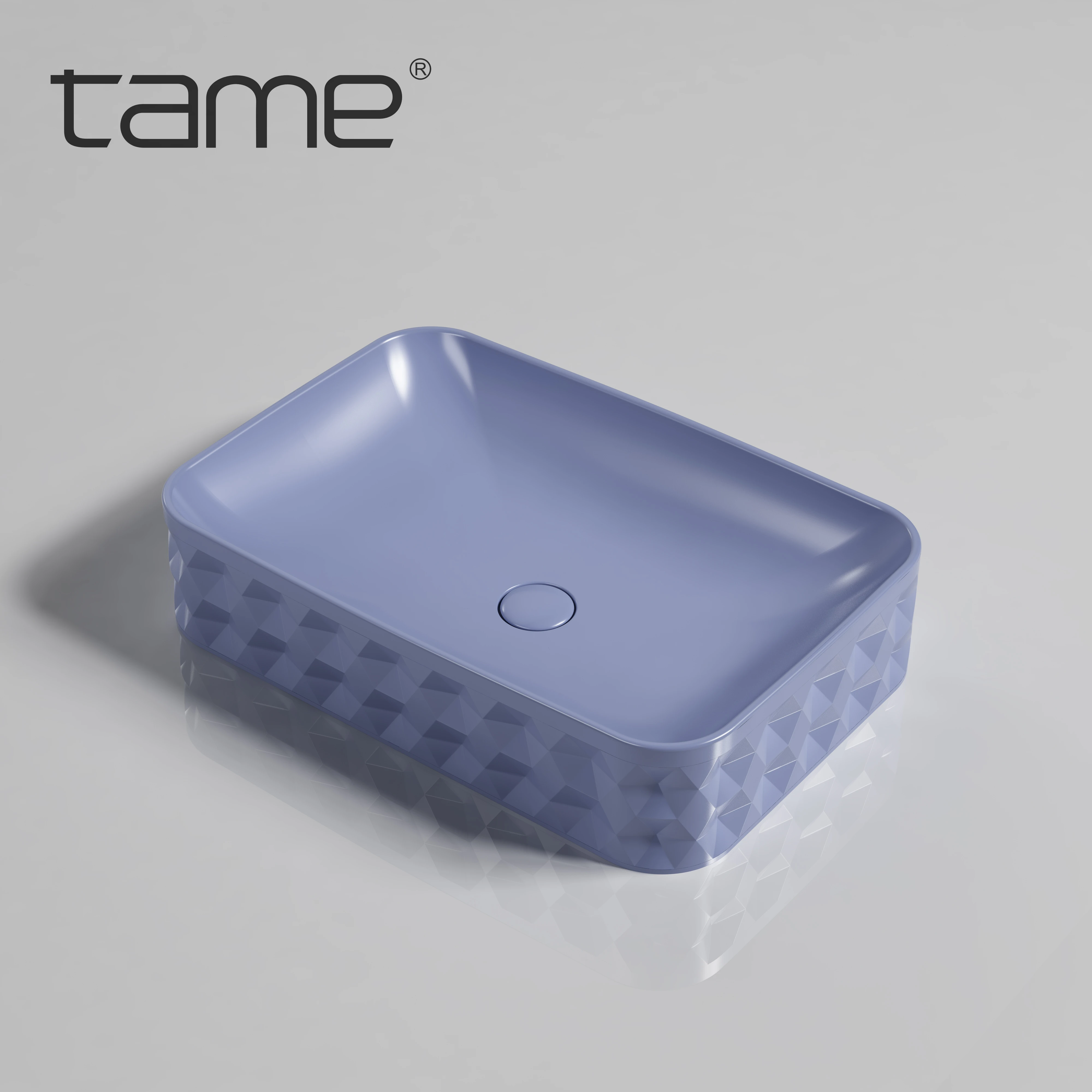 TAME PZ8531-P17 Sanitary Purple Vessel Top Counter Sink Rectangular Countertop Bathroom Ceramic Art Hand Wash Basin
