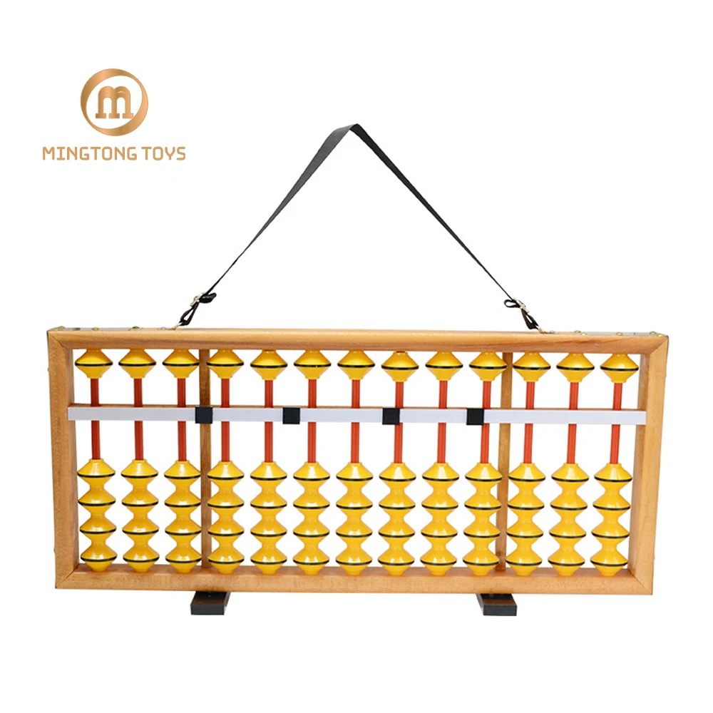 Multifunctional school tools 13 rods non-slip ABS plastic beads wooden frame teaching math big teacher abacus soroban for sale
