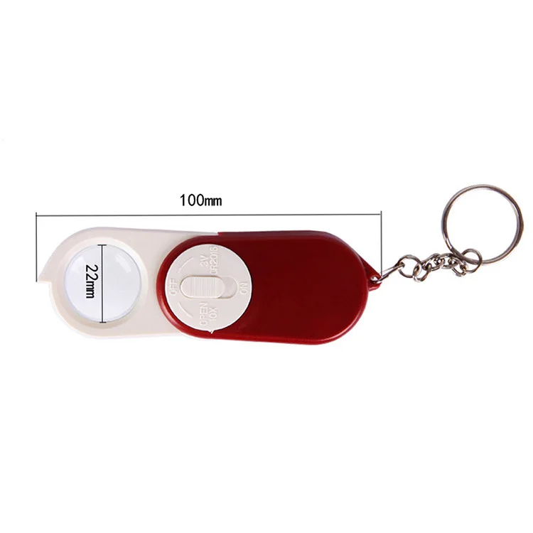 10X 22MM LED Keychain Folding Magnifying Glass