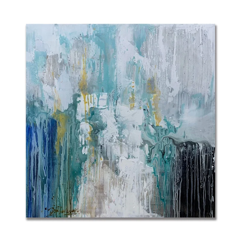 Wall Art Decoration Abstract Green Black and White Canvas Painting Hand Made Oil Painting Canvas Art