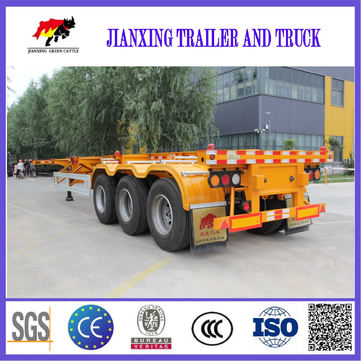 new Factory Price 3 Axles 40FT port skeleton semi trailer/40/53 ft expandable container skeleton trailers