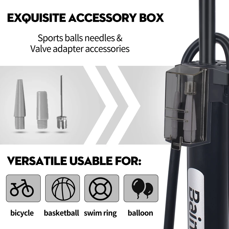 BM Bicycle Floor Type Vertical Pump Household High Pressure Bicycle Pump With Pressure Gauge