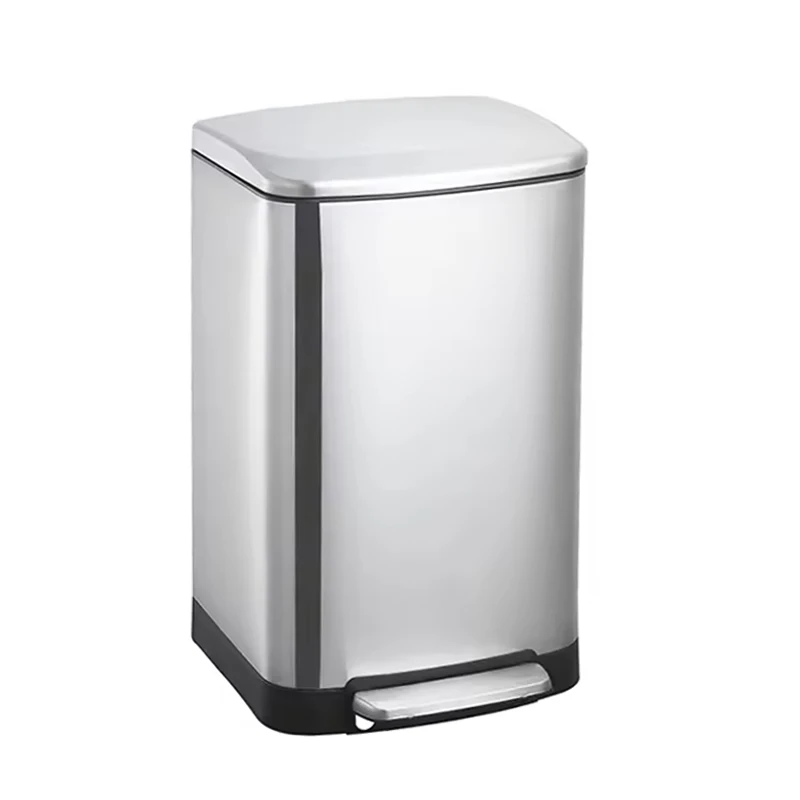 Large Capacity 40L Hotel Garbage Can Stainless Steel Dustbin Custom Printed Metal Foot Pedal Galvanized Trash Can