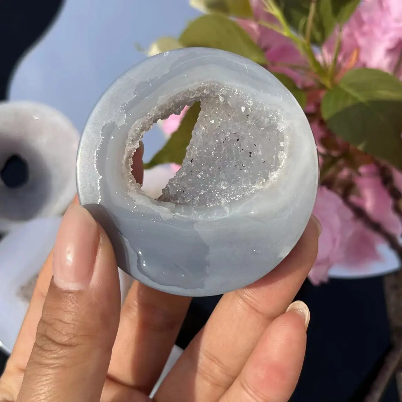 1pc agate with druzy round slabs for sale natural crystal agate coaster best decoration agate coaster DIY