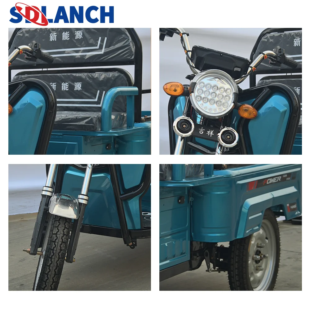 Factory 3 Wheeler E-loader Semi-closed Pick Up Goods Electric Rickshaw Adult Passenger Tricycle China Customizedctric Tricycles