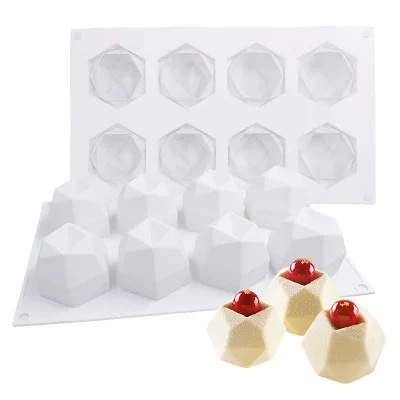 Силиконовые формы, Геометрическая многогранная форма свечи, шарик для ледяного торта, 8 ячеек, 3d форма кубика