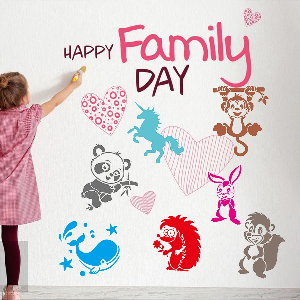 OEM eco-friendly plastic drawing stencils for kids animal stencil set for painting