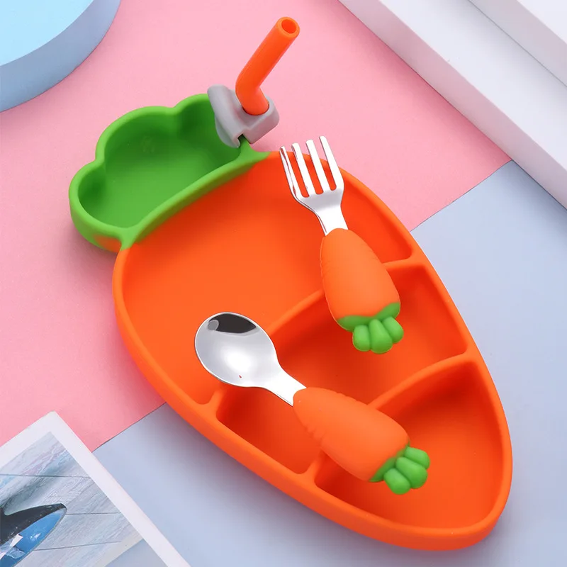 baby products 2021 trending dinnerware sets cutlery bib Plates baby spoon silicone bibs baby feeding set