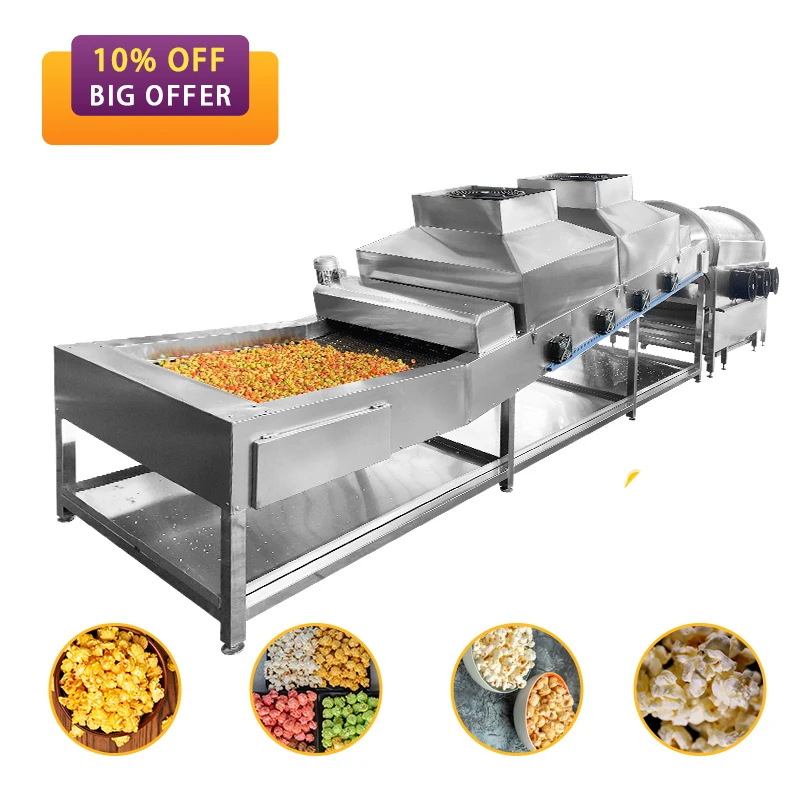 Full automatic popcorn making machine caramel industrial electric pop corn popcorn machine line corn popcorn machines