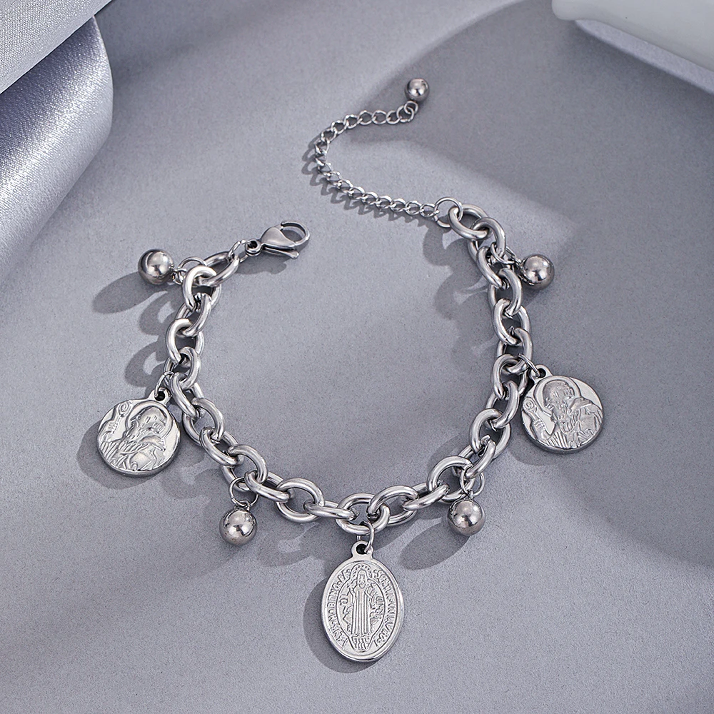 Chinese Factory Custom Stainless steel charm Silver Chain Bracelet Women Jewelry For Party