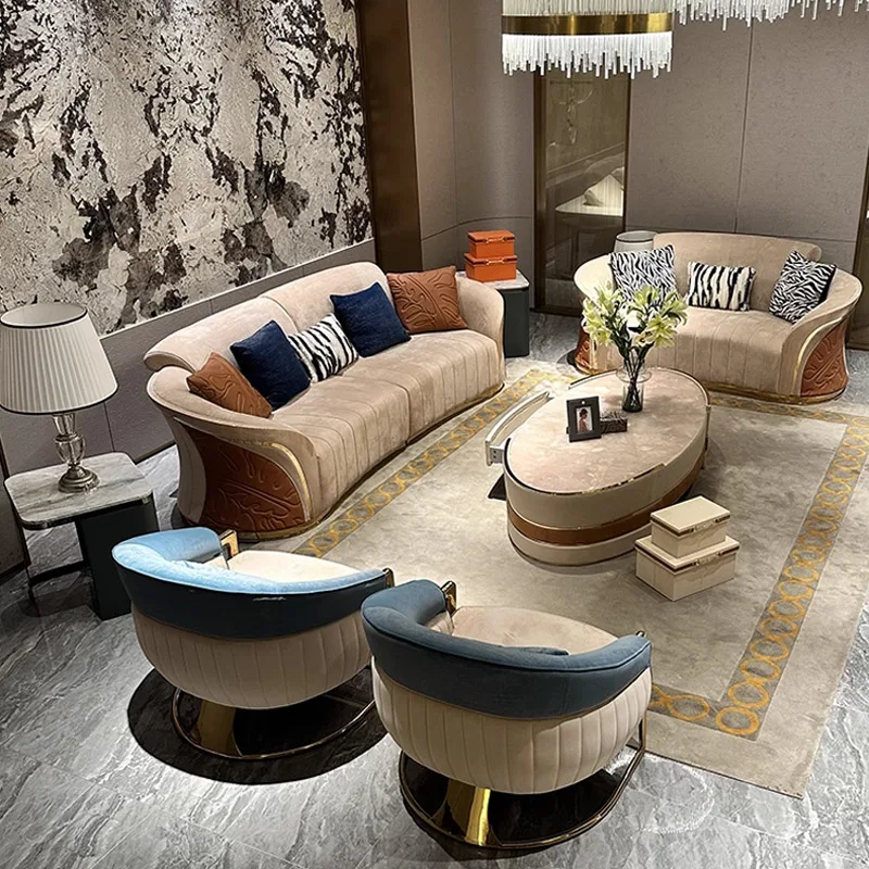 Italian Leather Round Love Seat Sectional Couch Modern Wohnzimmer Luxury Sofas De Sala Nordic Home Living Room Furniture Set
