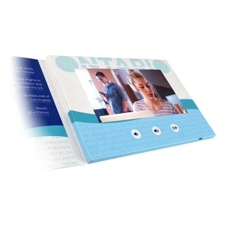 
Advertising Player Invitation Booklet video Folder Digital 7 inch Lcd Screen Videocard Video Postcard 