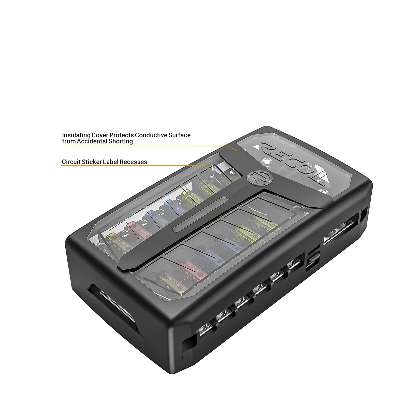 Edge AFG12 12-Way ATC/ATO Fuse Block with Negative Busbar, 12-Circuit Power & Ground Combo Block for Car RV Truck Boat UTV/ATV