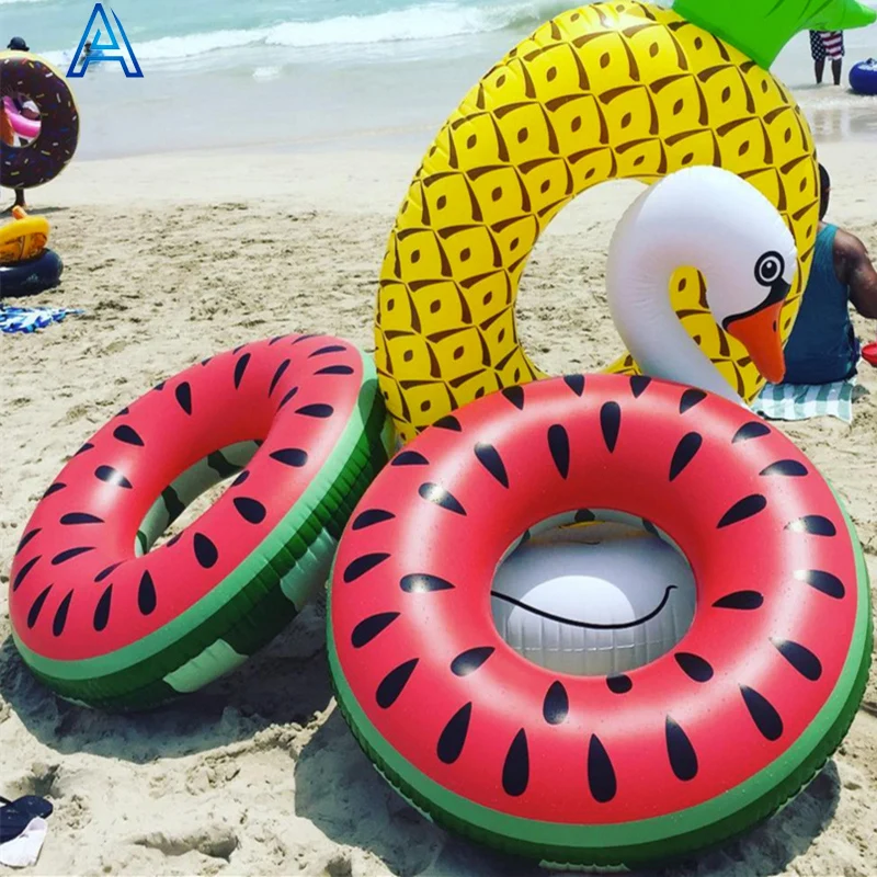 Watermelon fruit design PVC inflatable swim ring swim tube for pool float water toy promotional inflatable toy