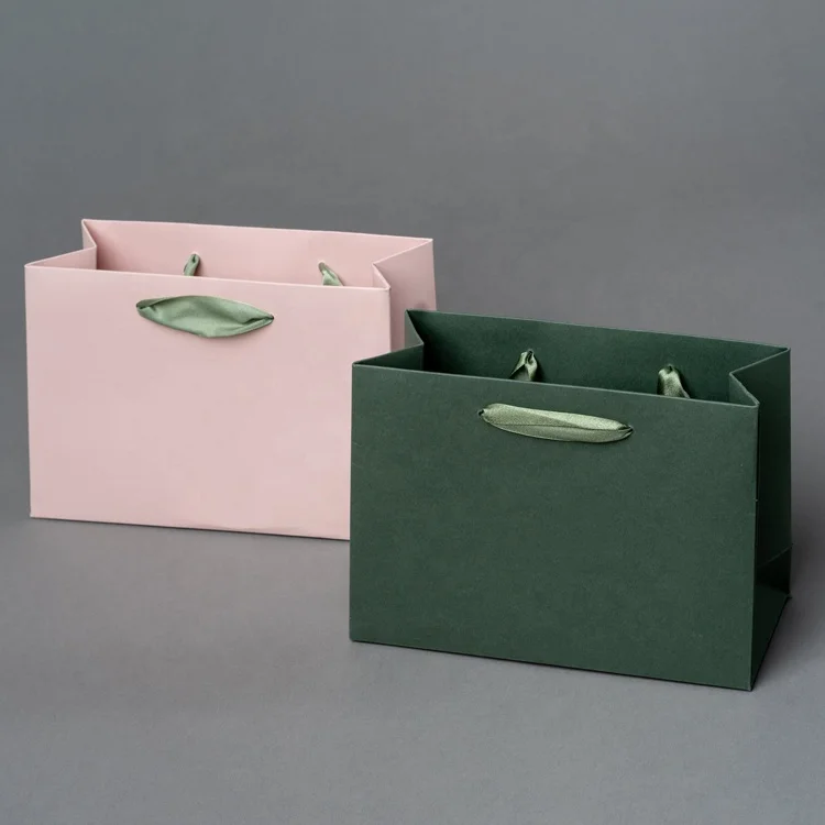 Luxury Boutique Perfumes Packaging Custom Gift Bags Small Paper Jewelry Paper Bag Ribbon Handles With Your Own Logo